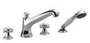 6.1 gpm Deck Mount Tub Filler with Spray and Double Cross Handle in Polished Chrome