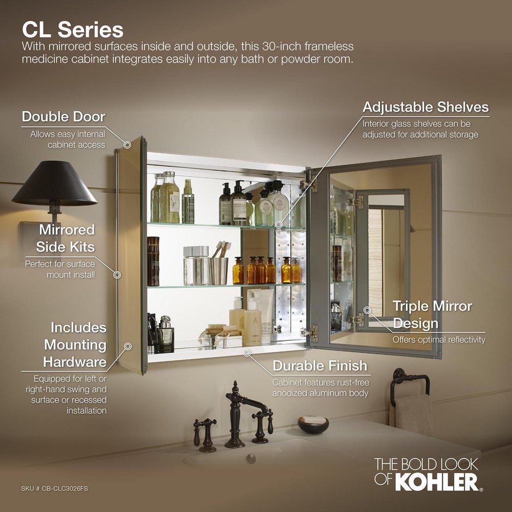KOHLER 2-Door Medicine Cabinet Flat Silver 