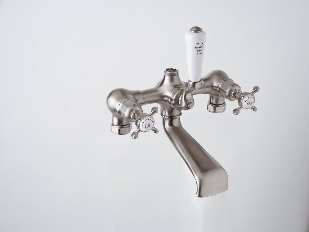 Perrin & Rowe&reg; Polished Nickel 19 gpm Pressure Balancing Tub and Shower Trim with Double Cross Handle 