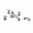 Three Handle Roman Tub Faucet with Handshower in Polished Nickel - Natural