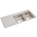 4 Hole Stainless Steel Double Bowl Top Mount Kitchen Sink in Lustrous Highlighted Stainless Steel Satin Stainless Steel