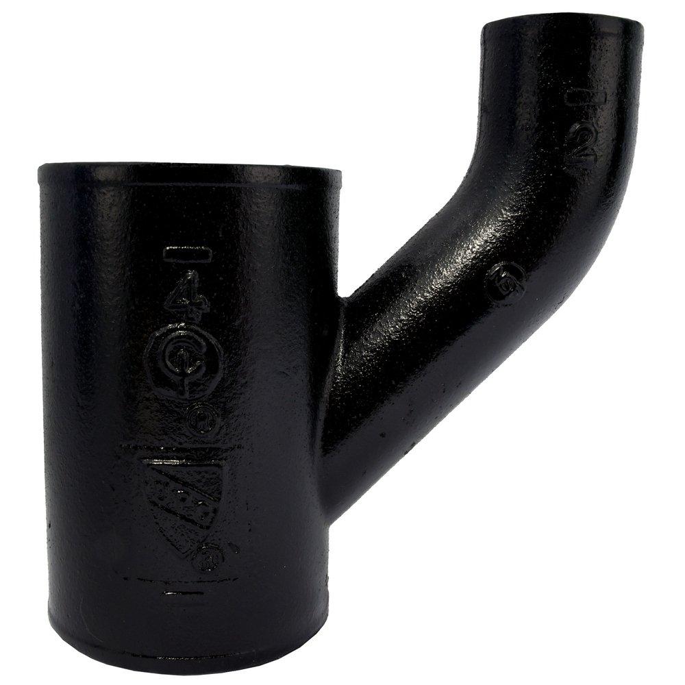 Black No Hub Cast Iron Reducing Upright Wye 