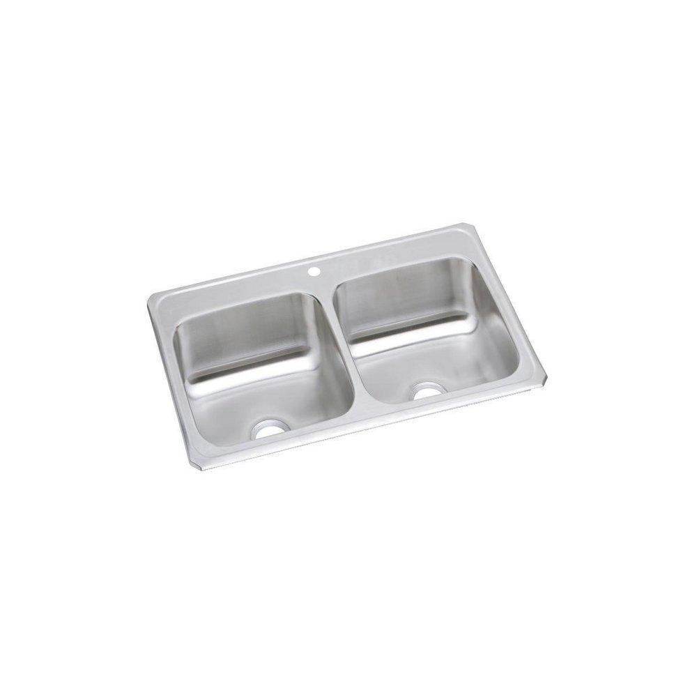 Elkay Brushed Satin 43 x 22 in. Stainless Steel Double Bowl Drop-in Kitchen Sink in Brushed Satin 