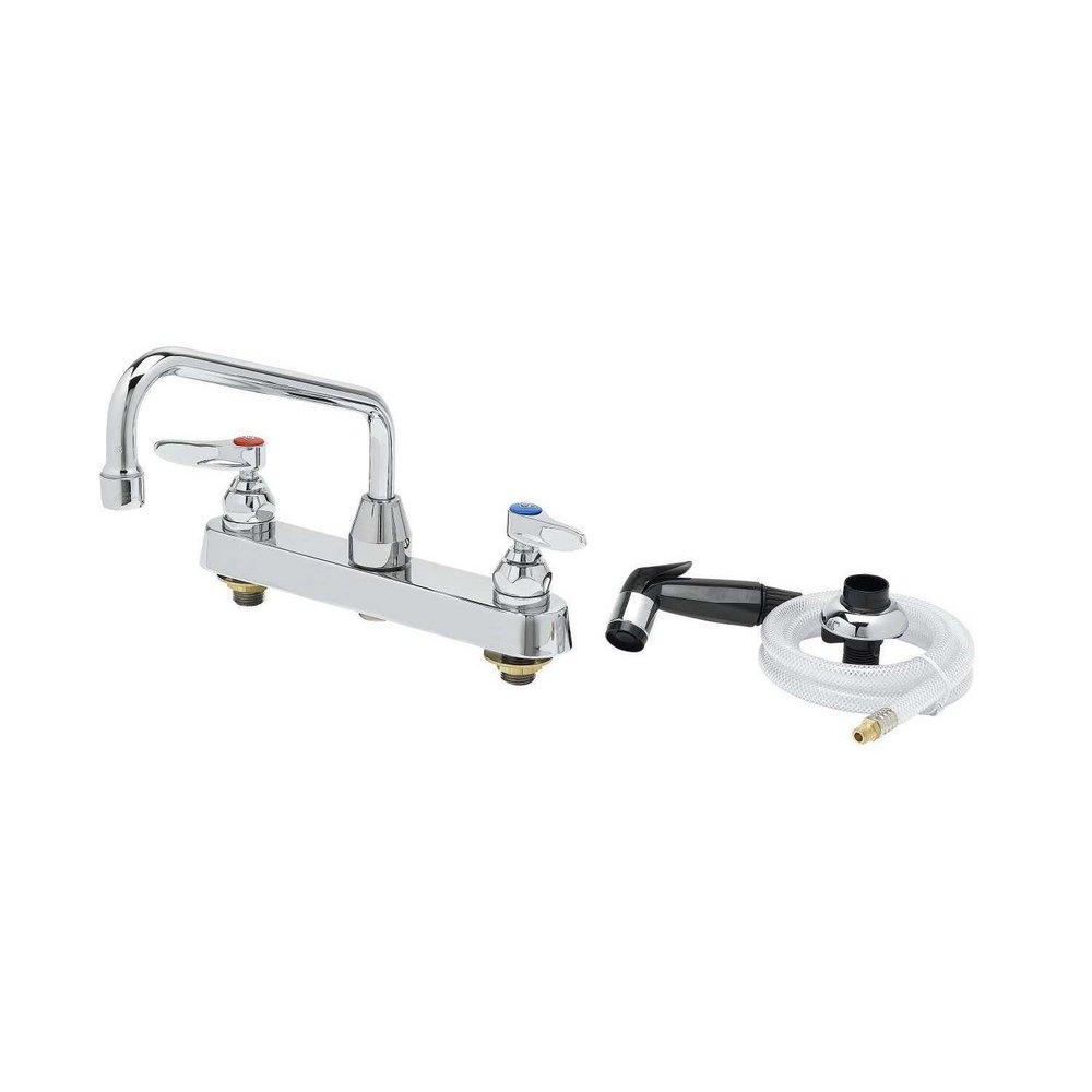 T&S Brass Chrome Plated Sink Faucet with Hose Spray 