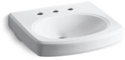 22 in. Wall Mount Rectangular Vitreous China Bathroom Sink in White