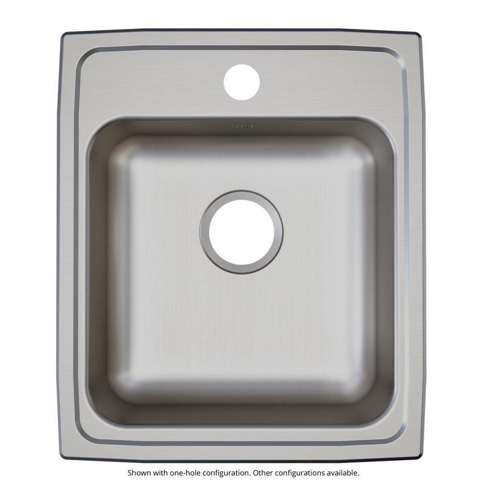 Elkay Lustrous Satin 17 x 20 x 5-1/2 in. No Hole Single Bowl Stainless Steel Self-Rimming or Drop-In Kitchen Sink 