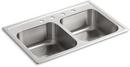 33 x 22 in. Top Mount Double-Equal Bowl Kitchen Sink 4 Hole