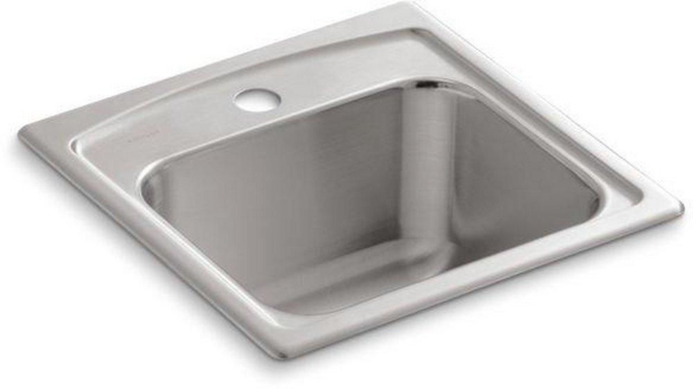KOHLER Stainless Steel 15 x 15 in. 1 Hole Drop-in Stainless Steel Bar Sink 