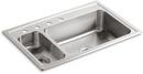 33 x 22 in. 4 Hole Double Bowl Drop-in Kitchen Sink in Stainless Steel