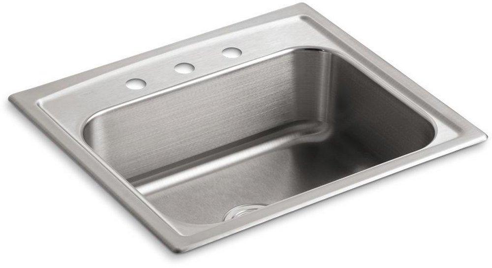 KOHLER Stainless Steel 25 x 22 in. Stainless Steel Single Bowl Drop-in Kitchen Sink 