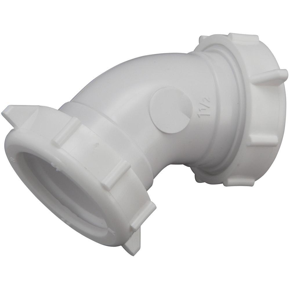 Keeney White Slip-Joint Straight PVC 45 Degree Elbow 