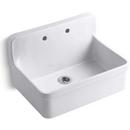 KOHLER White 30 x 22 in. 2 Hole Fireclay Single Bowl Drop-in Kitchen Sink 