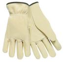 Size M Grain Cowhide Leather Gloves in Beige