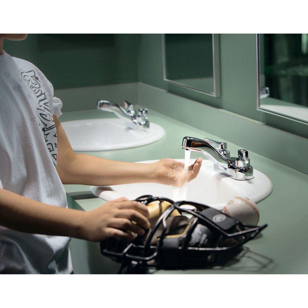 Moen Chrome Two Handle Lever Deck Mount Service Faucet 