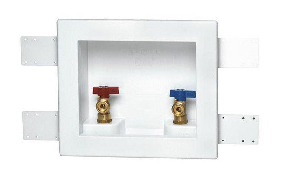 Oatey&reg; White Quarter-Turn Brass Ball Outlet Box with Connector 