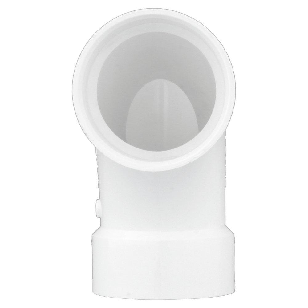 White PVC DWV 90&deg; Long Turn Elbow with 2 