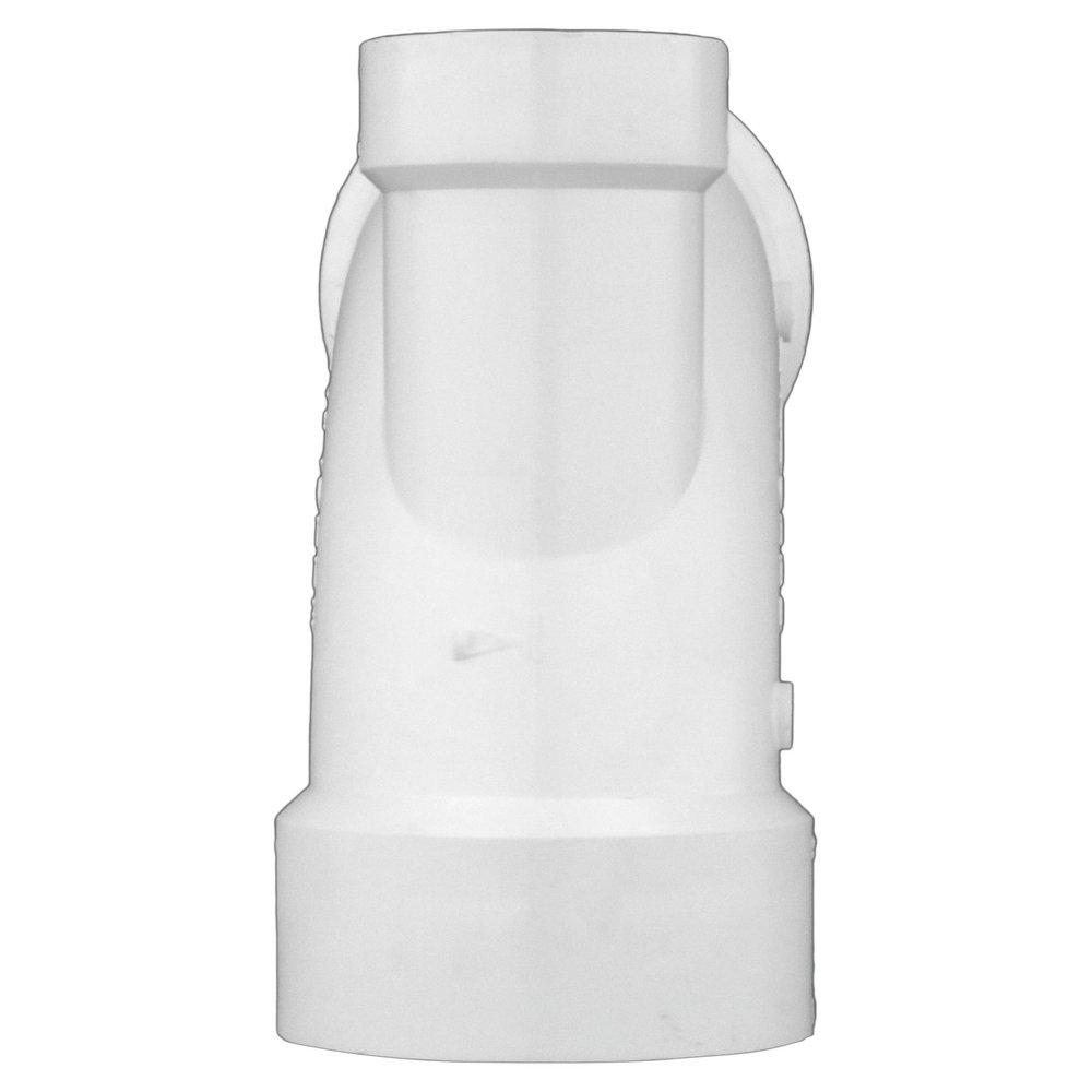 White PVC DWV 90&deg; Long Turn Elbow with 2 