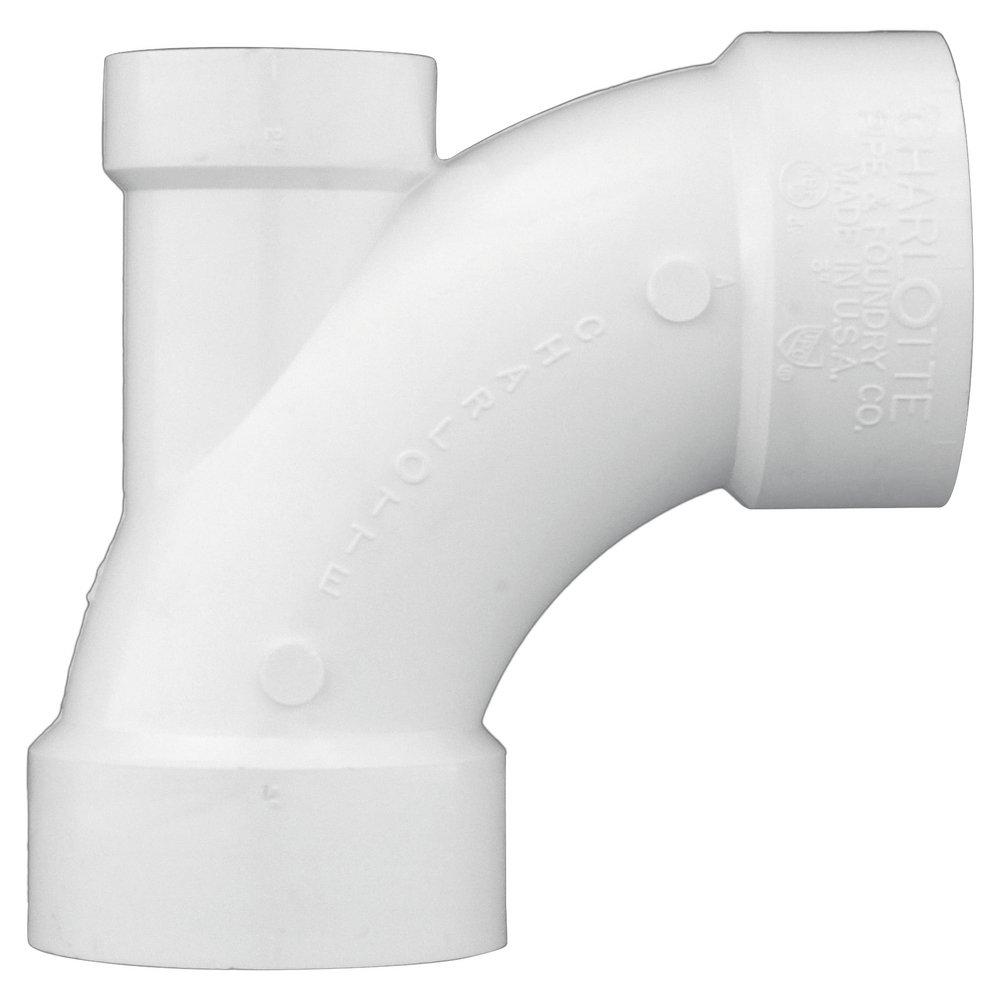 White PVC DWV 90&deg; Long Turn Elbow with 2 