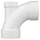 White PVC DWV 90&deg; Long Turn Elbow with 2 