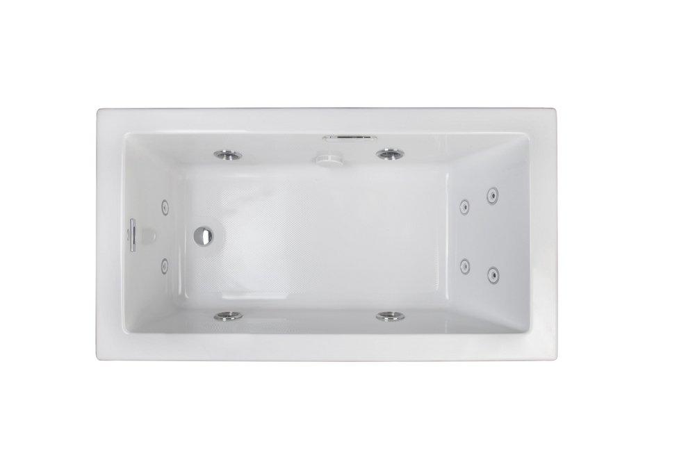 JACUZZI&reg; White/Chrome 60 x 36 in. Whirlpool Drop-In Bathtub with End Drain 