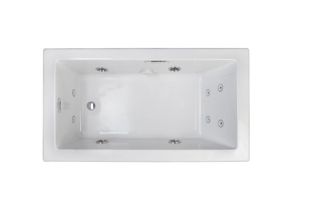 JACUZZI&reg; White/Chrome 60 x 36 in. Whirlpool Drop-In Bathtub with End Drain 
