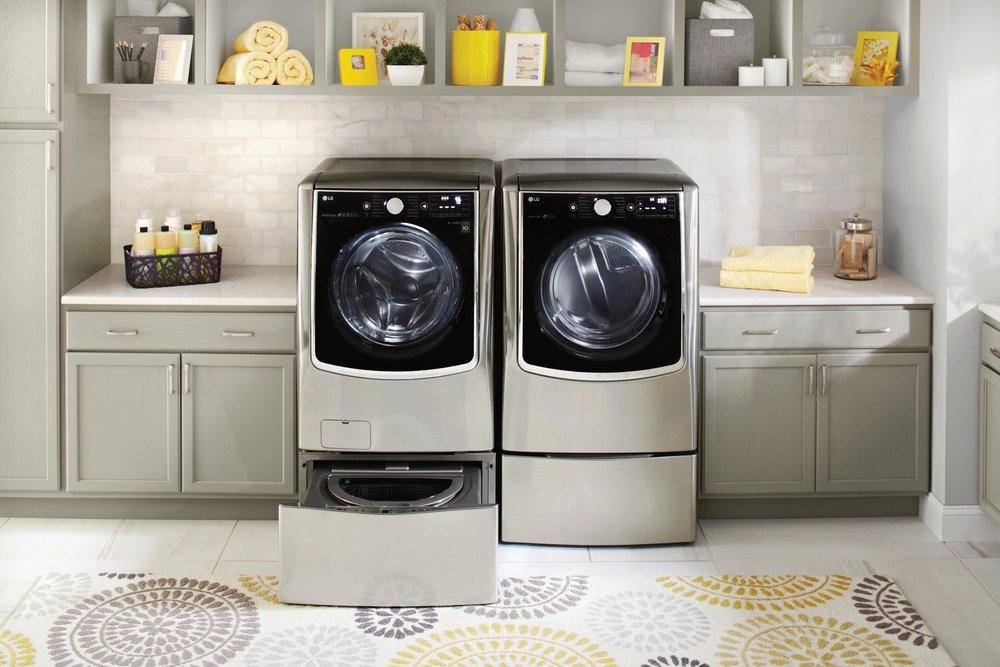 LG Electronics Graphite Steel 27 in. Pedestal Washer 