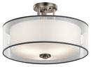 Kichler Lighting Antique Pewter 11-3/4 in. 100W 3-Light Semi-Flush Mount Ceiling Fixture 