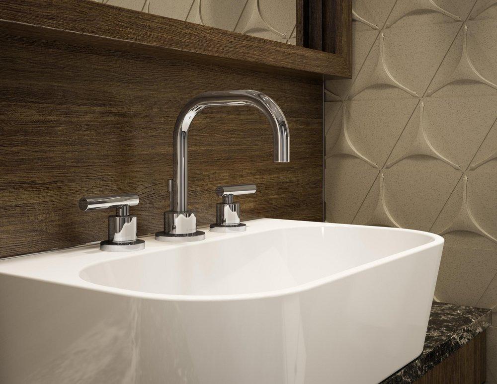 Symmons Industries Polished Chrome Two Handle Widespread Bathroom Sink Faucet 