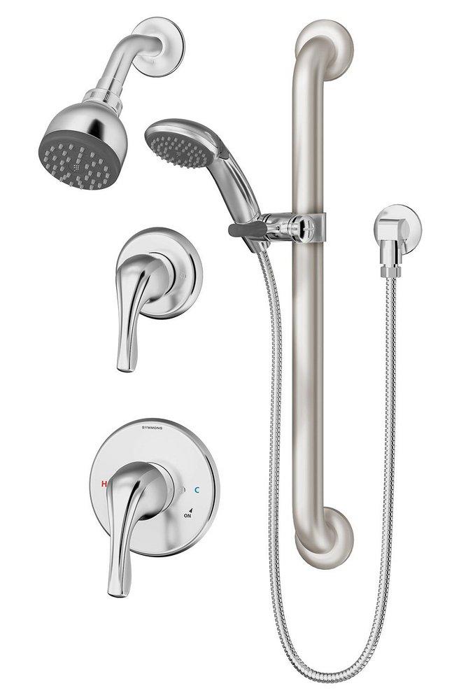 Symmons Industries Polished Chrome 2.5 gpm 1-Function Wall Mount Shower System Trim with Double Lever Handle 