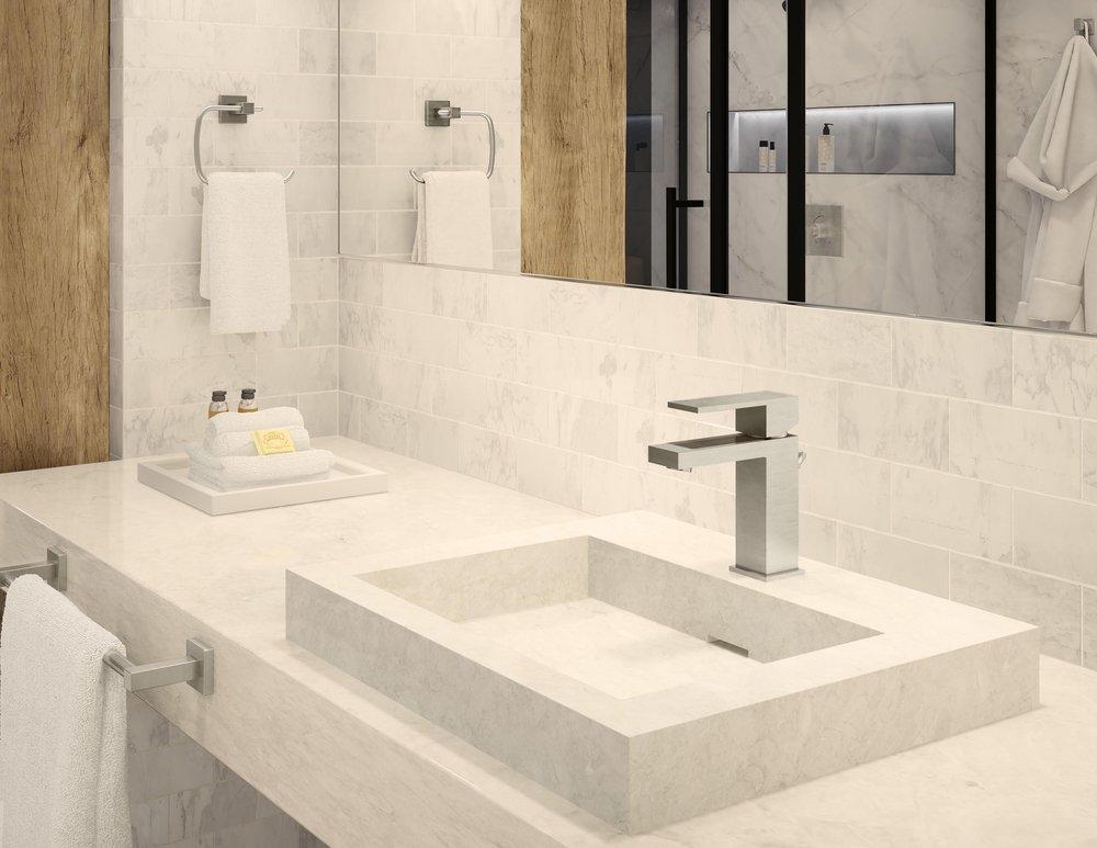 Symmons Industries Satin Nickel Single Handle Monoblock Bathroom Sink Faucet 