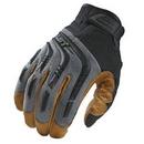 M Size Genuine Leather Anti-Vibe Tacker Gloves in Grey and Tan