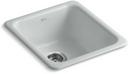 KOHLER Ice&trade; Grey 17 x 18-3/4 in. No Hole Cast Iron Single Bowl Dual Mount Kitchen Sink 