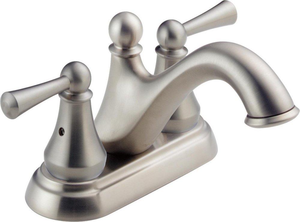 Delta Faucet Brilliance&reg; Stainless Two Handle Centerset Bathroom Sink Faucet 