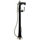 Single Lever Handle Floor Mount Filler in Luxe Nickel with Matte Black Trim Only