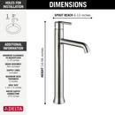 Delta Faucet Brilliance&reg; Stainless Single Handle Vessel Filler Bathroom Sink Faucet 