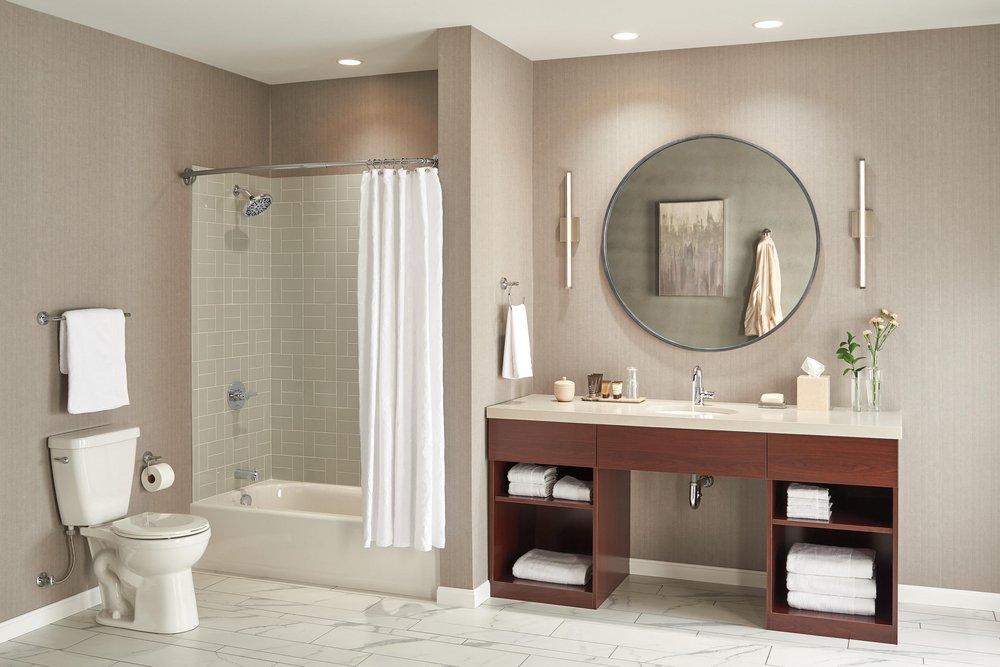 Peerless&reg; Polished Chrome Single Handle Monoblock Bathroom Sink Faucet 