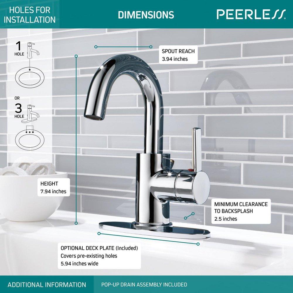 Peerless&reg; Polished Chrome Single Handle Monoblock Bathroom Sink Faucet 