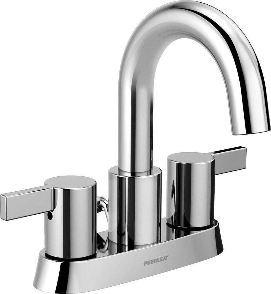 Peerless&reg; Polished Chrome Two Handle Centerset Bathroom Sink Faucet Lever Handle 