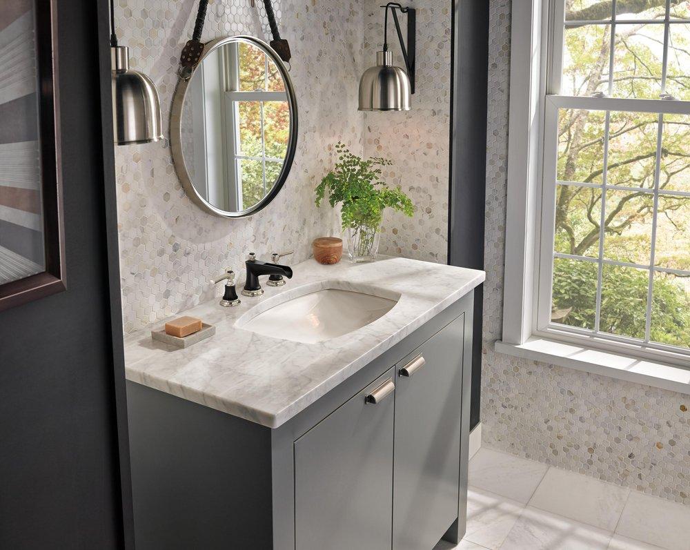 Brizo Luxe Nickel/Matte Black Two Handle Widespread Bathroom Sink Faucet Handles Sold Separately 