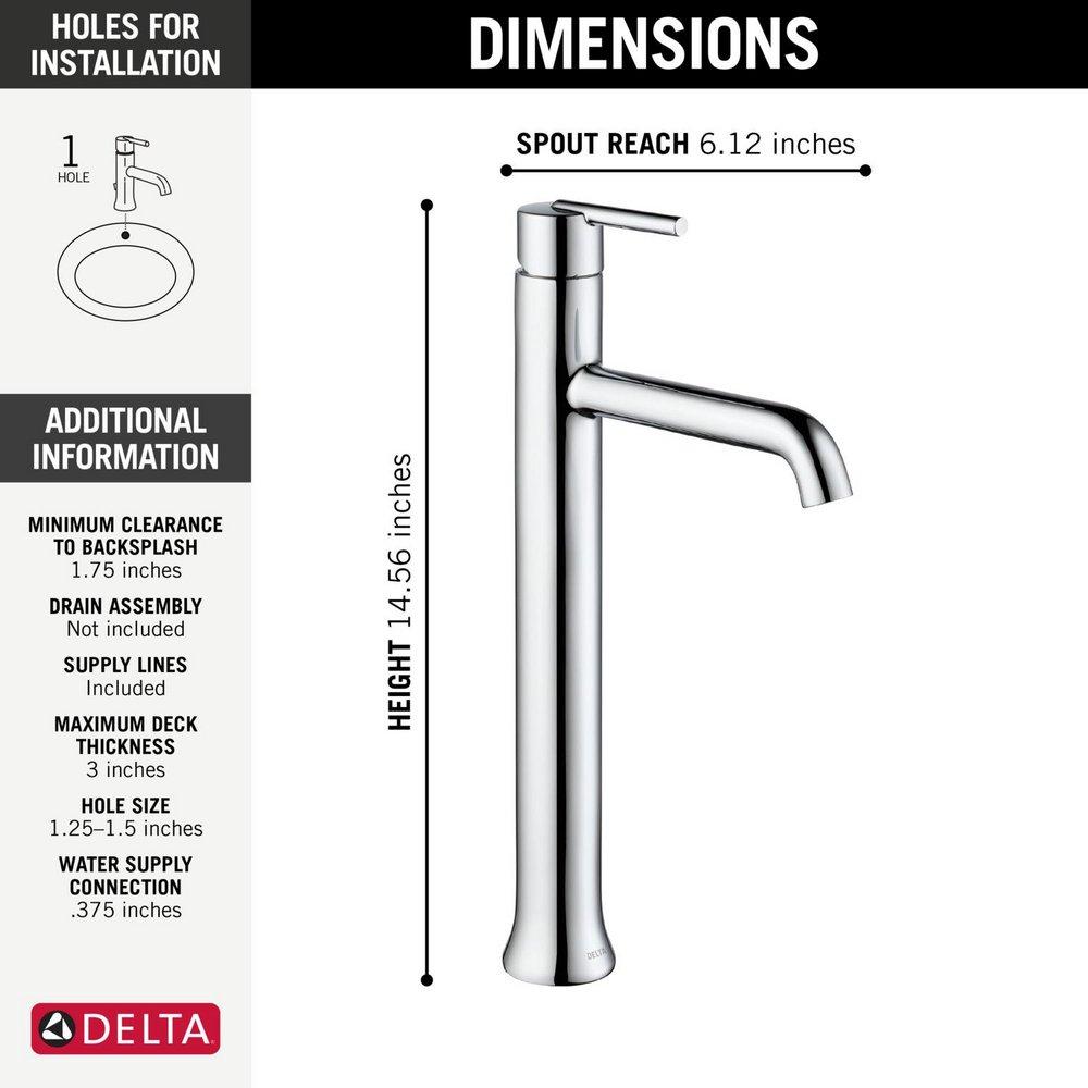 Delta Faucet Chrome Single Handle Vessel Filler Bathroom Sink Faucet 