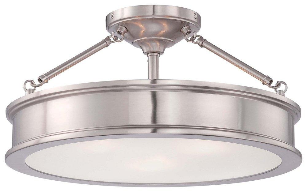 Minka Lavery Brushed Nickel 9-3/4 in. 3-Light Semi-Flushmount Ceiling Fixture 