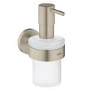 Wall Mount Soap Dispenser with Holder in Brushed Nickel