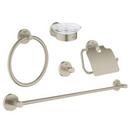 Metal and Glass Bathroom Accessory Set in Brushed Nickel