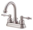 1.2 gpm 3-Hole Deck Mount Centerset High-Rise Lavatory Faucet with Double Lever Handle and High Swivel Spout in Brushed Nickel