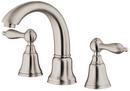 1.2 gpm 3-Hole Deck Mount Mini Widespread Lavatory Faucet with Double Lever Handle in Brushed Nickel