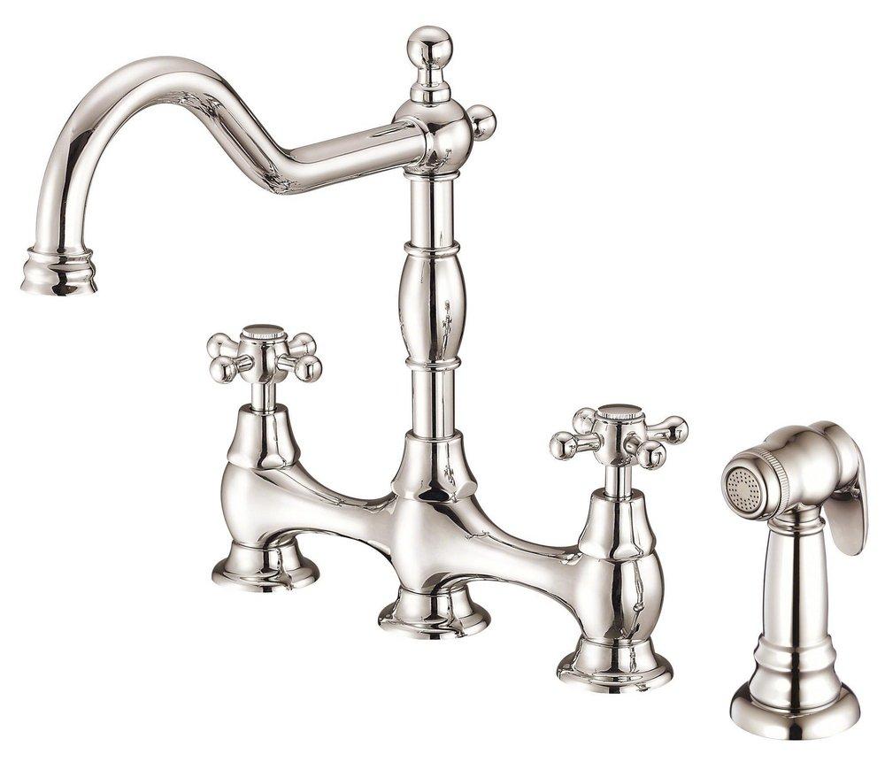 Gerber Plumbing Polished Nickel Two Handle Bridge Kitchen Faucet 