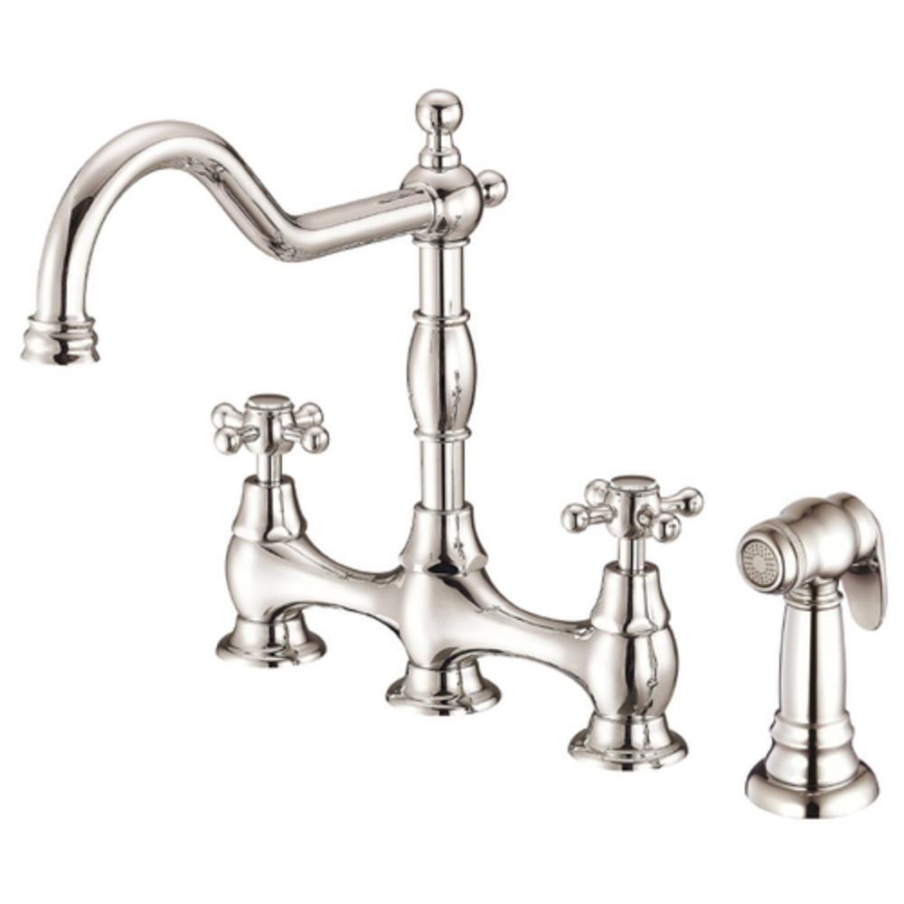 Gerber Plumbing Polished Nickel Two Handle Bridge Kitchen Faucet 