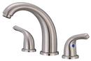 1.2 gpm 3-Hole Deck Mount Widespread Lavatory Faucet with Double Lever Handle and High Fixed Spout in Brushed Nickel