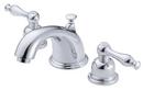 Deck Mount Widespread Bathroom Sink Faucet with Double Lever Handle and Low Arc Spout in Polished Chrome