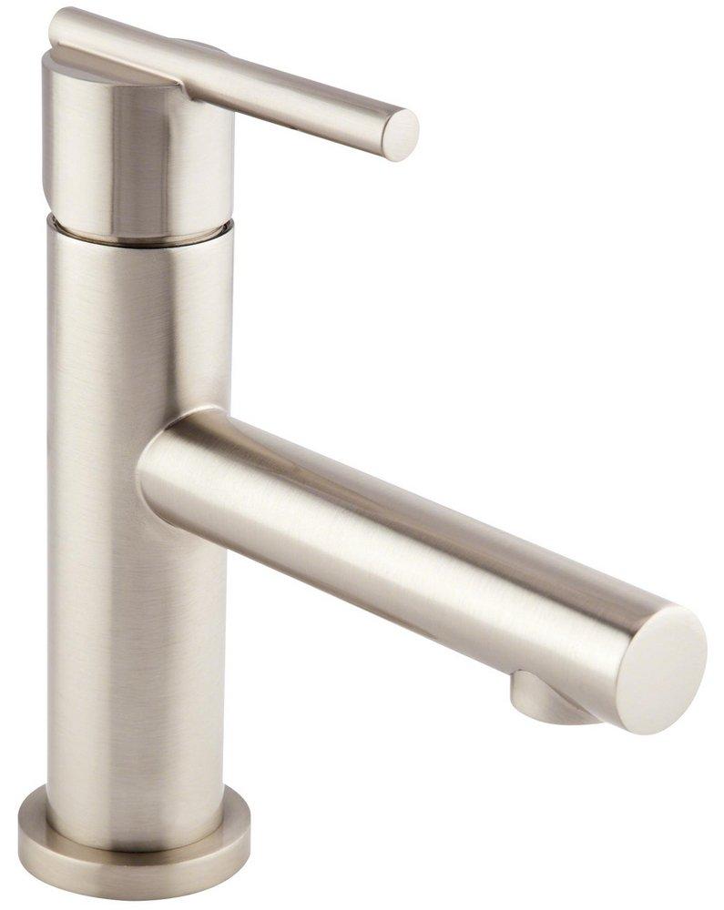 Gerber Plumbing Brushed Nickel Deck Mount Bathroom Sink Faucet with Single Lever Handle and High Fixed Spout 
